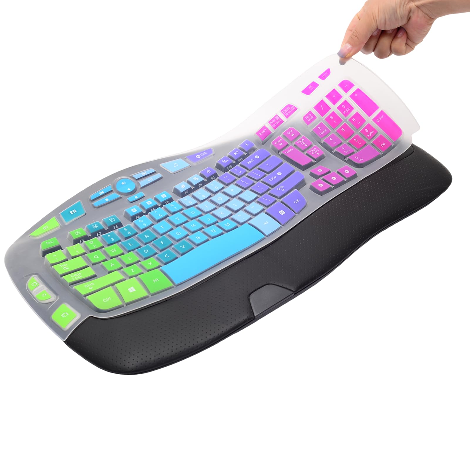 Keyboard Cover for Logitech K350 MK550 MK570 Wireless Wave Keyboard,Colorful Silicone Keyboard Protector Skin for Logitech K350 MK550 MK570 Ergonomic