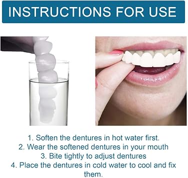 1 Pair Snap on Veneers Den/tures Fake Teeth,Clip in Veneers Teeth,Silicone Reline Den/ture Set,Temporary Vene/ers Te/ETH Top and Bottom Set,Adjustable Snap-On De/ntures,Tooth Repair,Comfortable
