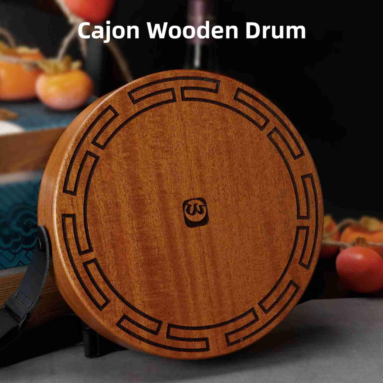 HUIOP Cajon Drum Drum Instrumento de percusión de Tambor de Mano Plano de 2 Tonos con Correa Ajustable y Bolsas de Almacenamiento Tambor Octogonal portátil para Principiantes