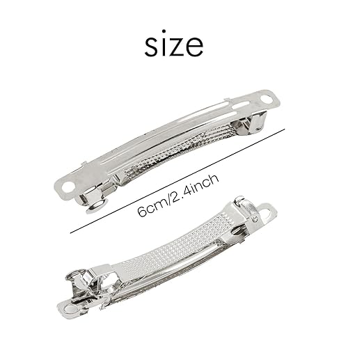 Miniatura 2 de Cinaci Paquete de 20 pasadores franceses de metal plateado en blanco de 2.4 pulgadas, 3 pulgadas, 4 pulgadas, accesorios para el cabello (2.4