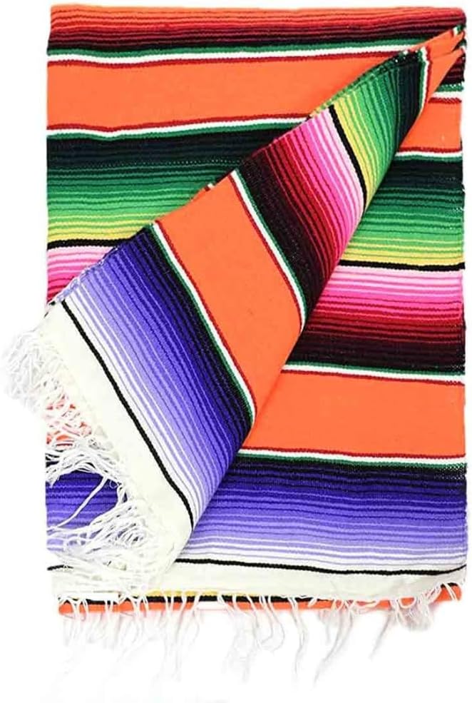 Authentic Mexican Serape Blanket - Multicolor Saltillo