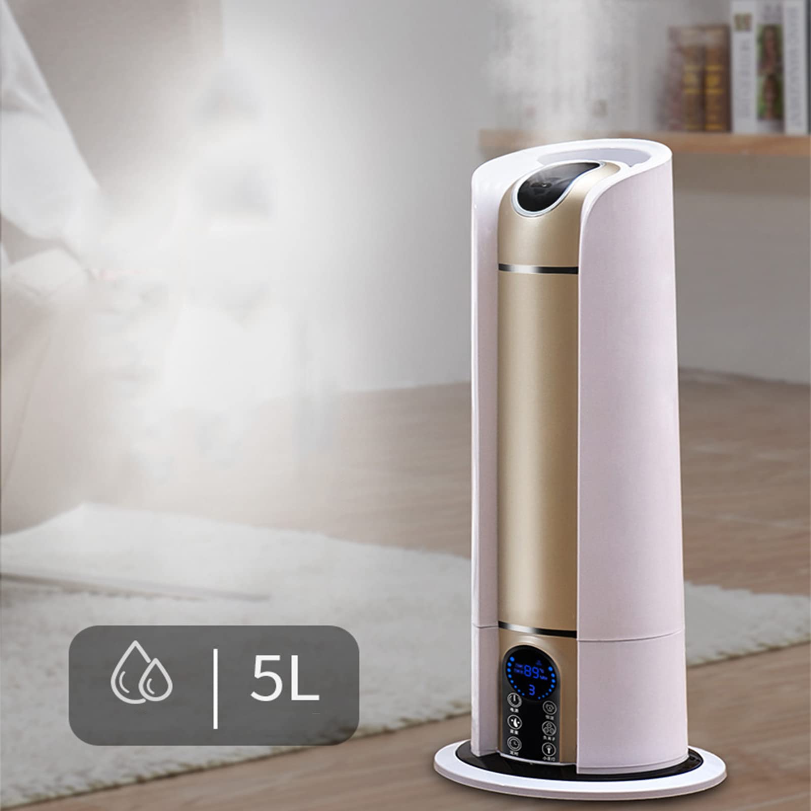 Umidificatore da Pavimento da 5 Litri con Telecomando Intelligente, umidità costante, Grande capacità e Silenzioso, spegnimento Automatico.,