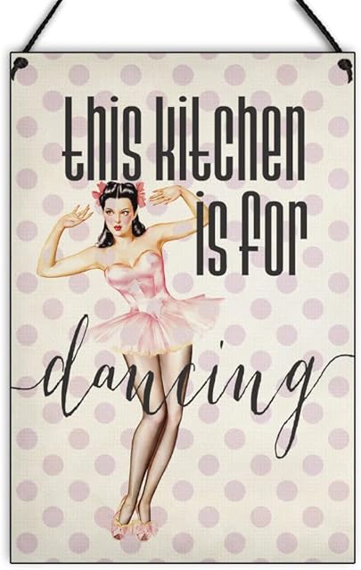 Maise & Rose Kitchen Sign-This Kitchen Is For Dancing Sign-Retro Kitchen Gift-Handmade Wooden Kitchen Is For Dancing Plaque-266