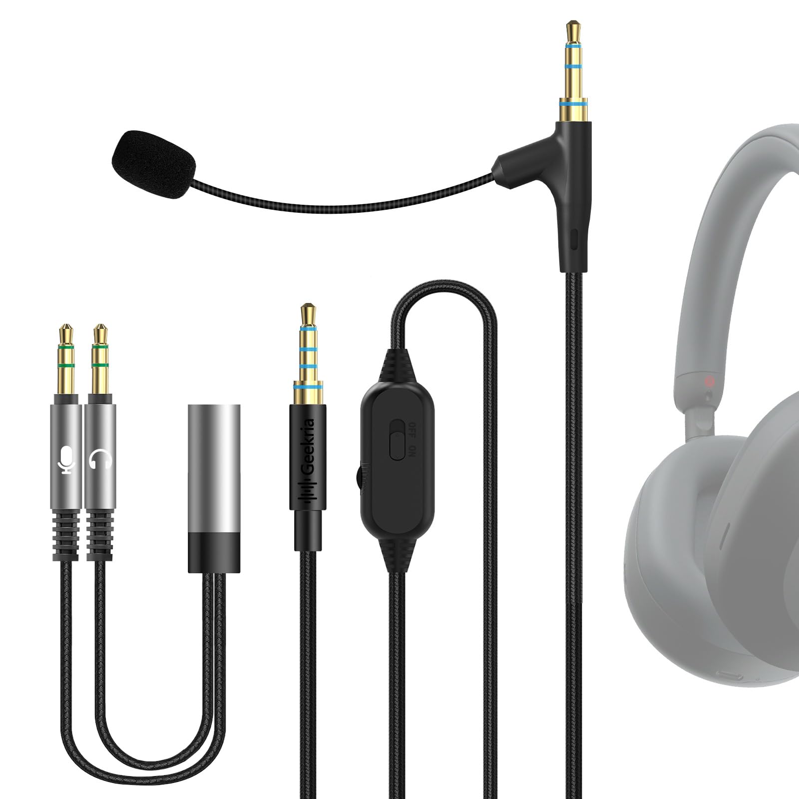 Amazon.com: GEEKRIA Boom Mic Headphones Cable Compatible with Sony
