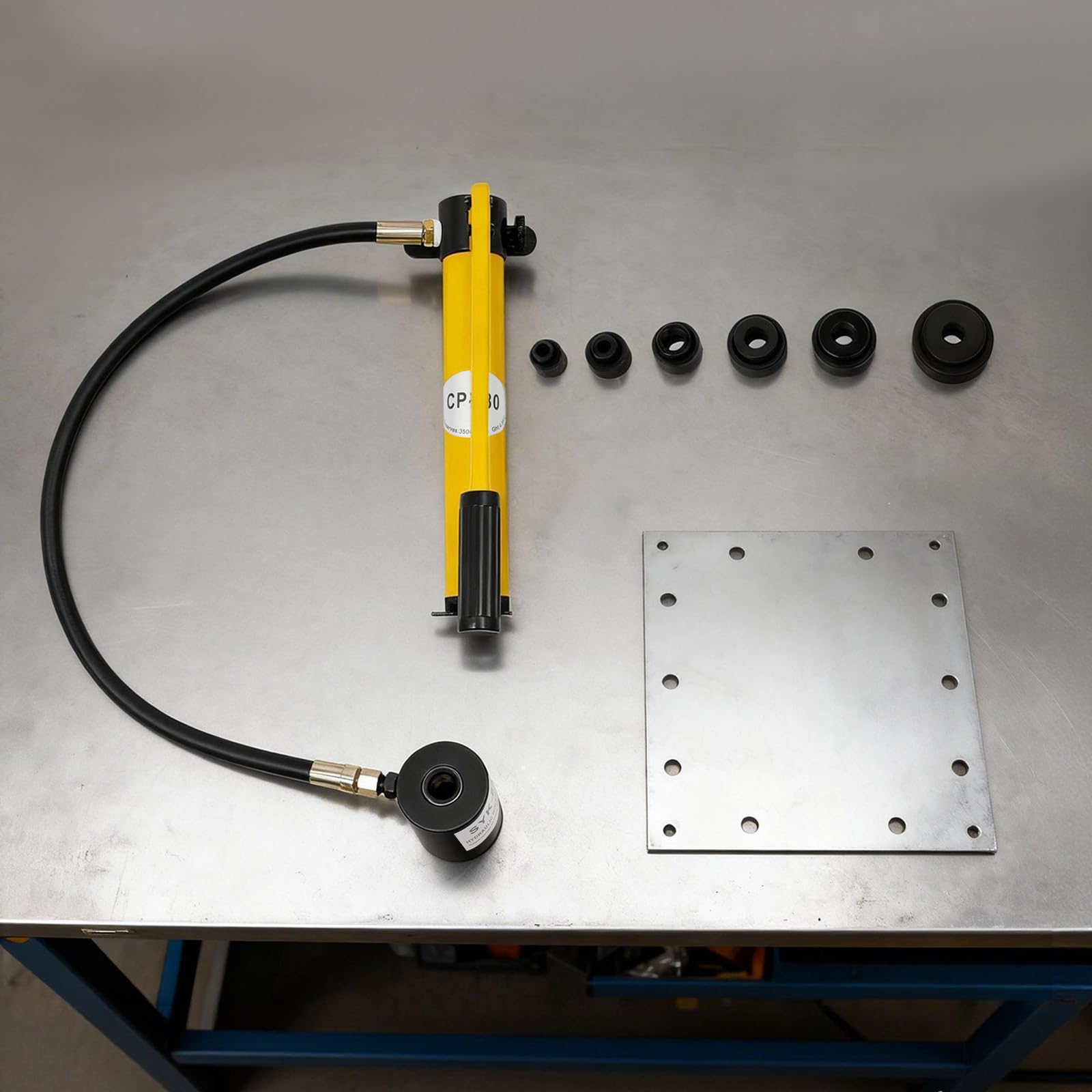 8T Hydraulik Blechstanze, Handhydraulik Lochstanze Set, Lochschneider 22-60mm Hydraulikpump, für Viele Materialien Wie Aluminium, Stahl Und Kunststoff