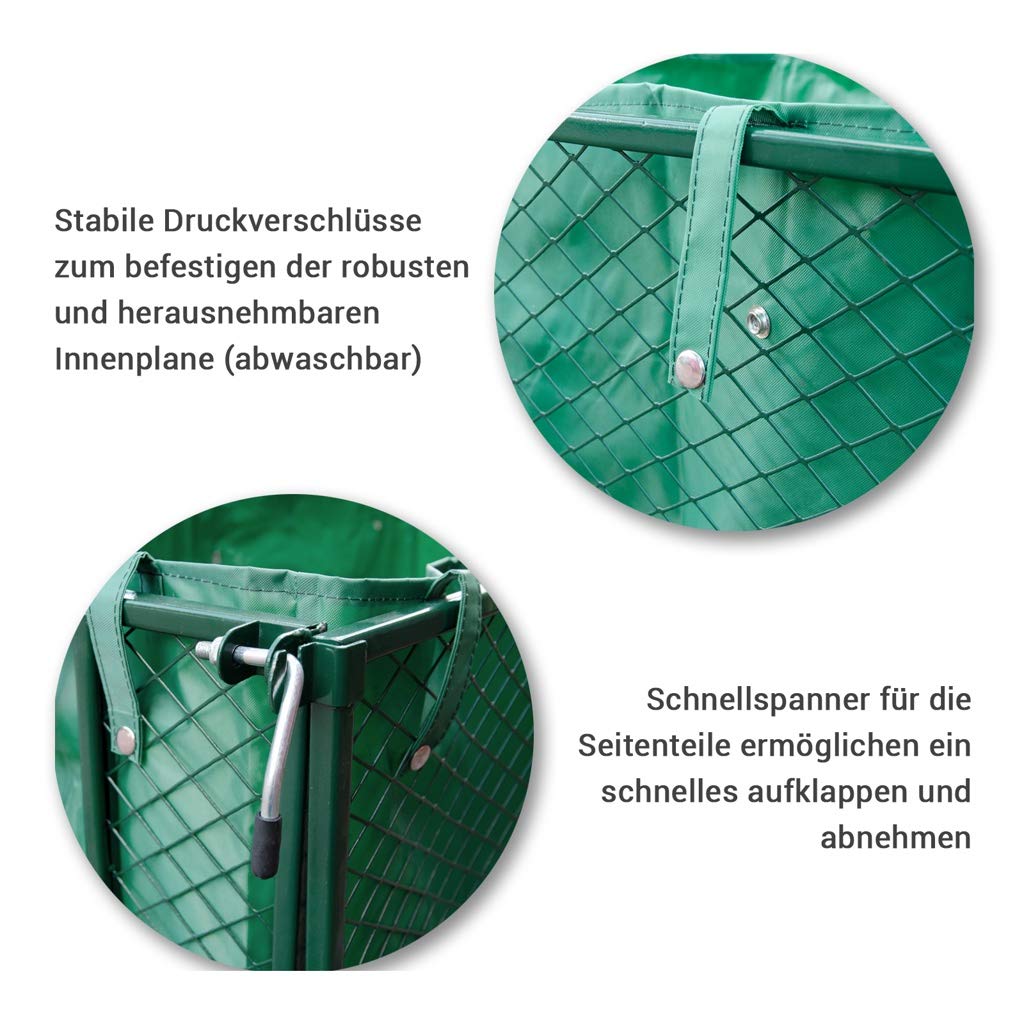 TP Lasten-Handwagen, stabile Gartenkarre mit Gitter, Plane und Luftbereifung, Transportwagen für Haus, Garten, Camping, als Anhänger für 220 Liter bis max. 550 kg belastbar
