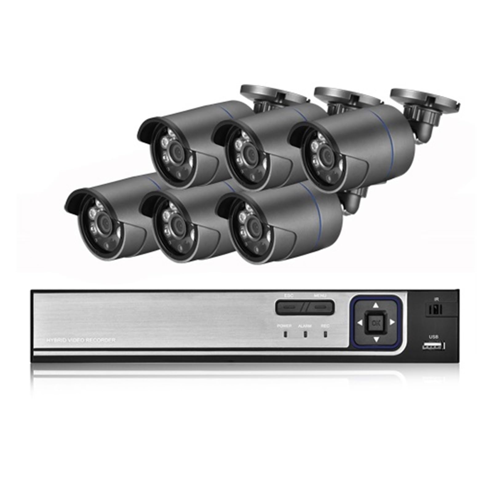 System Kamer Bezpieczeństwa 4K 8MP H.265 + POE NVR Kit CCTV Outdoor Gray Bullet Kamera IP Nagrywanie Dźwięku Zestaw Nadzoru Wideo Dobra Jakość Obrazu(None,8CH NVR and 6Cameras)