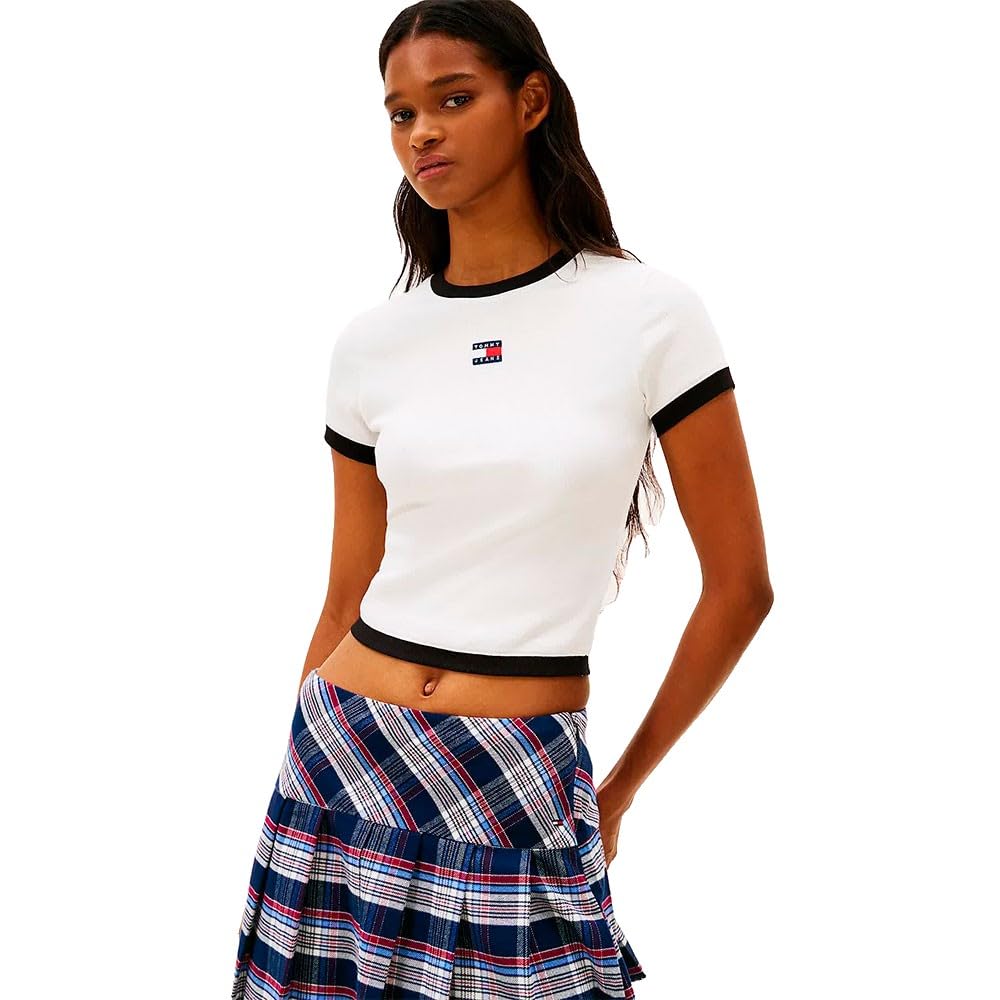 TJW SLIM SH BADGE SS RIB EXT T-shirt Kadın