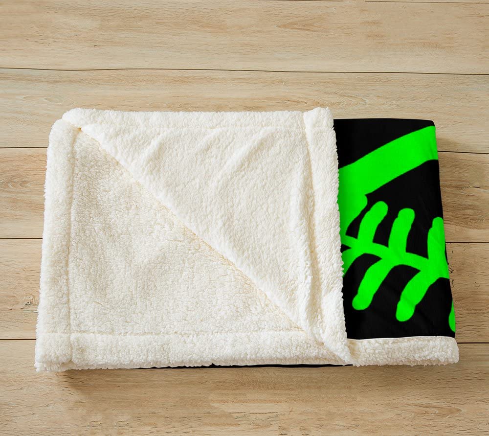 Coperta in pile da baseball per gioco sportivo verde neon coperta di peluche decorativa da baseball Gaming Sherpa coperta regalo per gli amanti del baseball calda coperta sfocata regina 200 x 220 cm