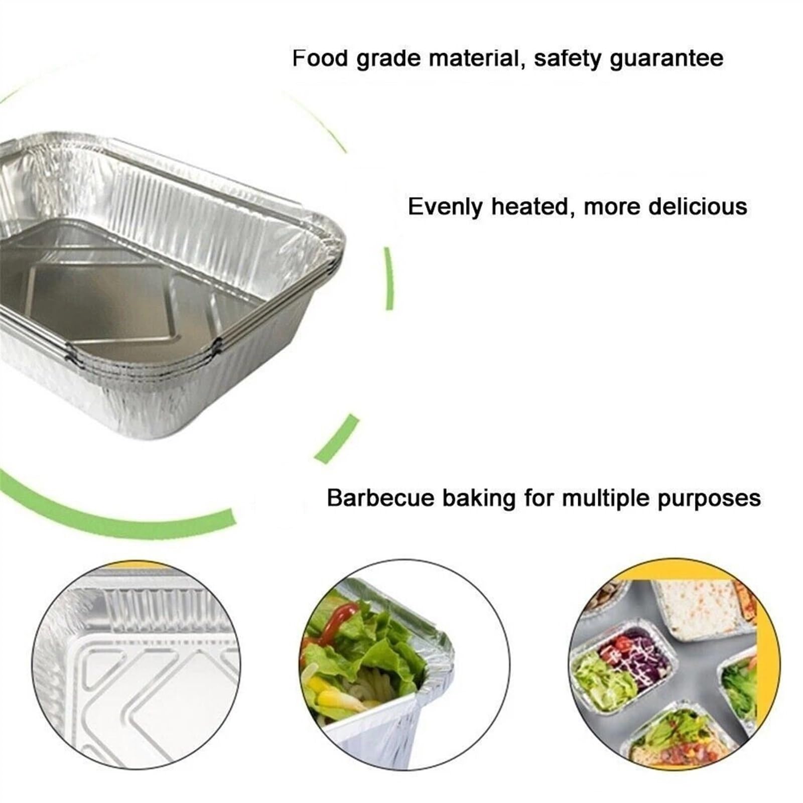 10/20/30/50 Piezas Cajas de contenedores de Aluminio para Platos de freidora de Aire Bandeja de Catering Latas para Hornear Pasteles para Barbacoa (30 Piezas)
