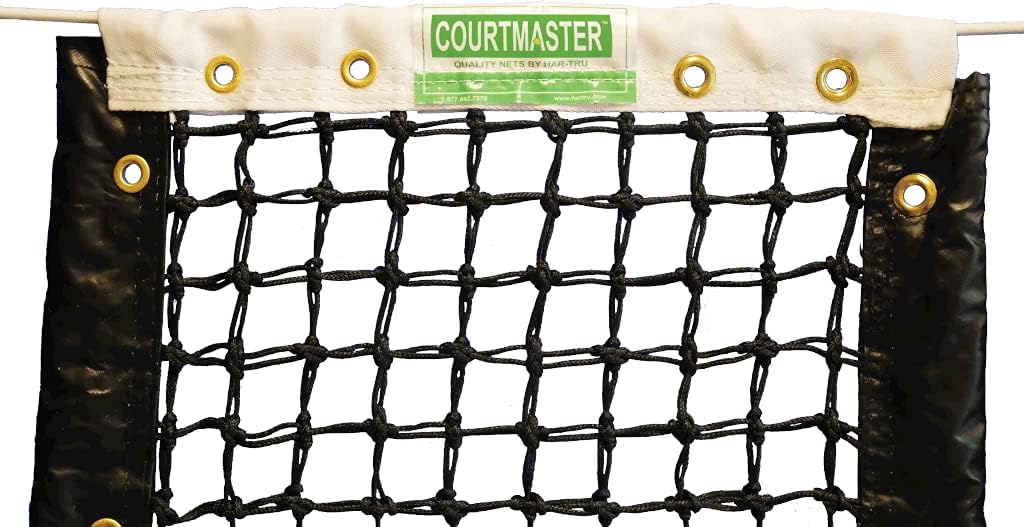Har-Tru CourtMaster Deluxe Tennis Net - Vinyl Headband, 3.5 mm Net Body, Double Top 6 (TidyFit)