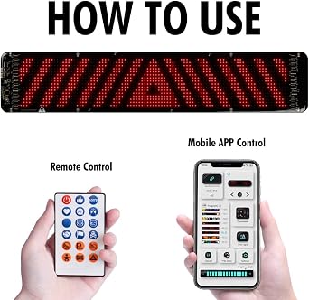 Gelrova Dynamic LED Devil Eye Lights, 23.6 x 4.7 Mega LED Car/Store Display, Jumbo Programmable Panel, USB-Powered, App/Remote Control, Custom Scrolling Text & GIFS for Trucks, Shops, Events