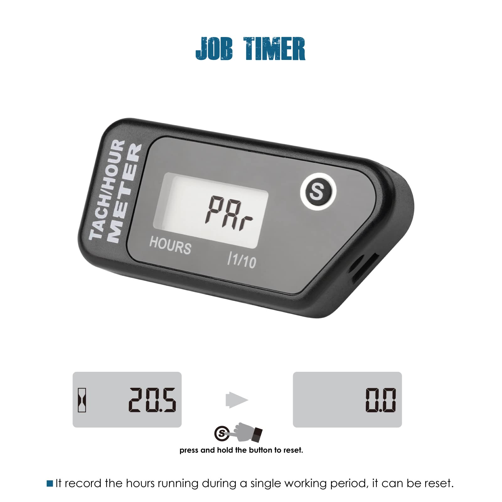 Runleader RL-HM016R Tacómetro digital de horas,diseño impermeable(negro).
