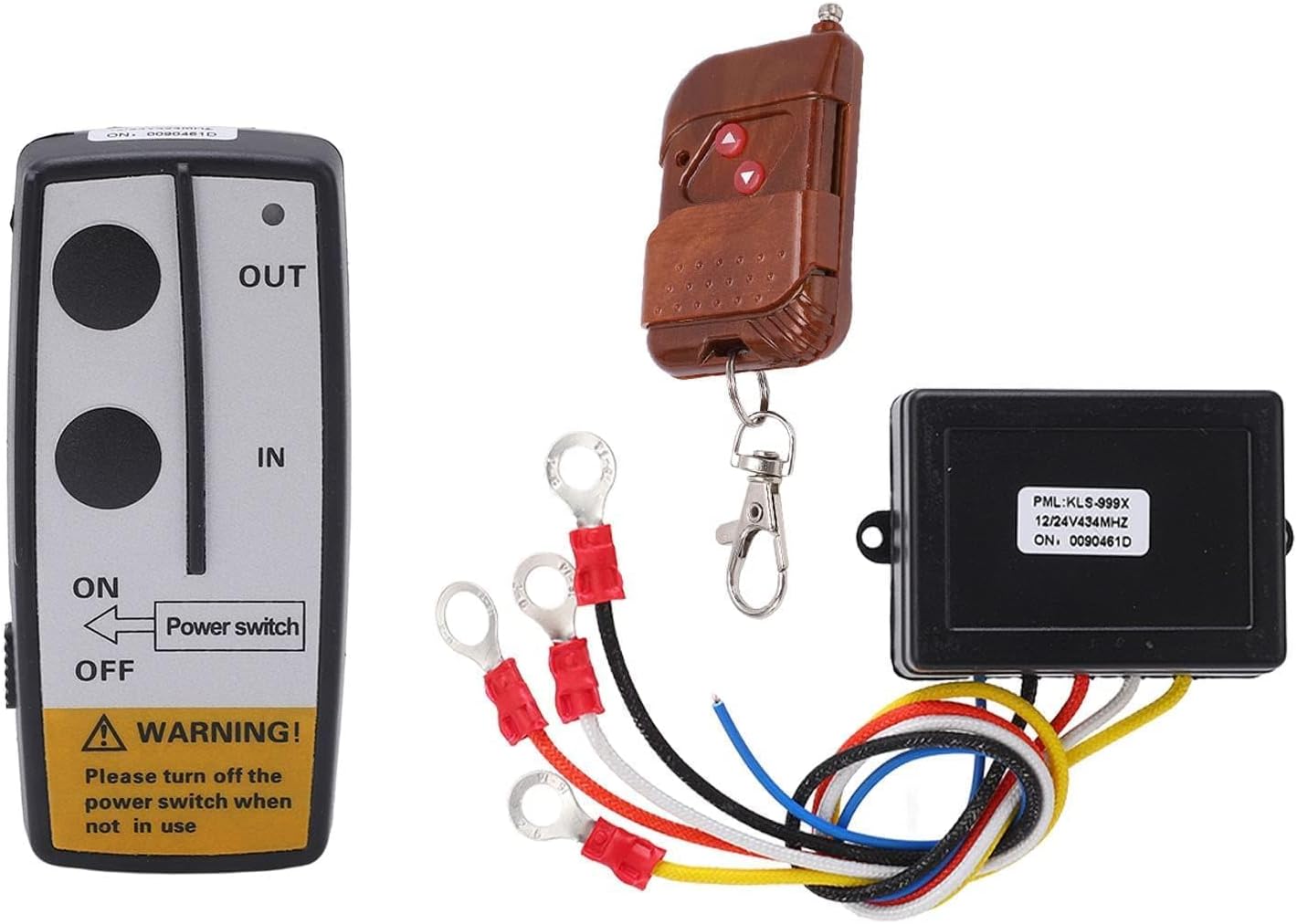 Wireless Winch Remote Control Switch, Universal Controller Key Receiver Kit DC 12V 24V 75ft Long Distance for ATV Truck Car 12V Recovery Wireless Winch Switch Handset Waterproof