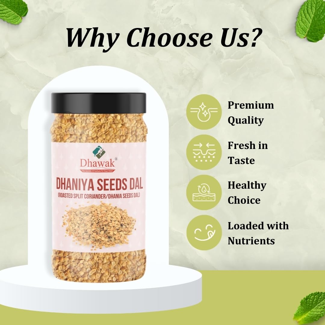Dhawak Dhaniya Dal Roasted 500 Gms | Roasted Split Coriander Seeds [Jar Pack] - Image 7 thumbnail