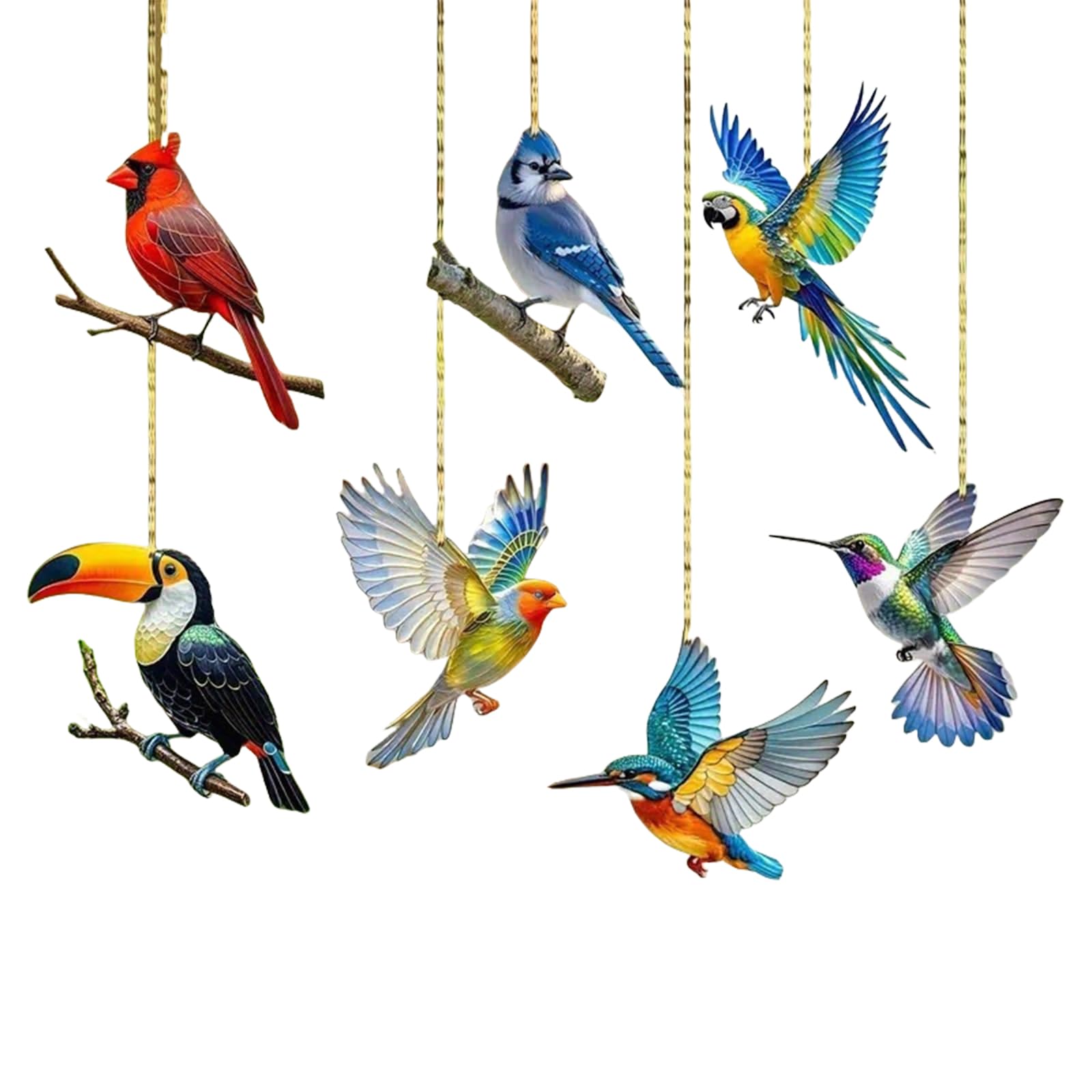 Suncatchers Pendants for Car Interior Christmas Tree Decoration Acrylic Craft Colorful Birds Snowman Ornaments Gift Suncatchers Hanging Decoration