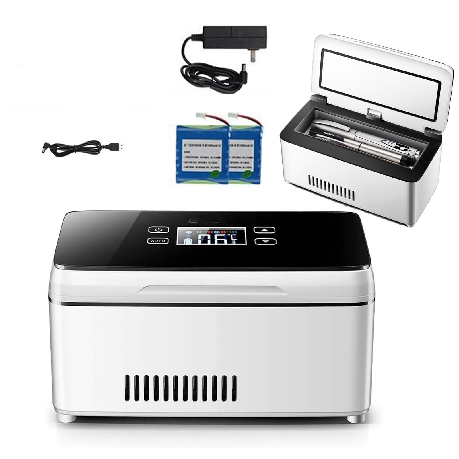 Etui podróżne na insulinę, ładowana przez USB, mini lodówka na leki z wyświetlaczem LED temperatury, do długopisów insulinowych