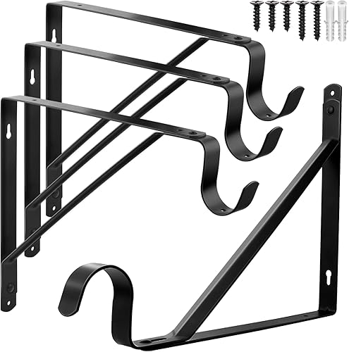 Soporte para barra de armario, soporte de estante resistente con soporte para barra, 10.9 x 10.2 pulgadas, soporte de barra de armario negro montado