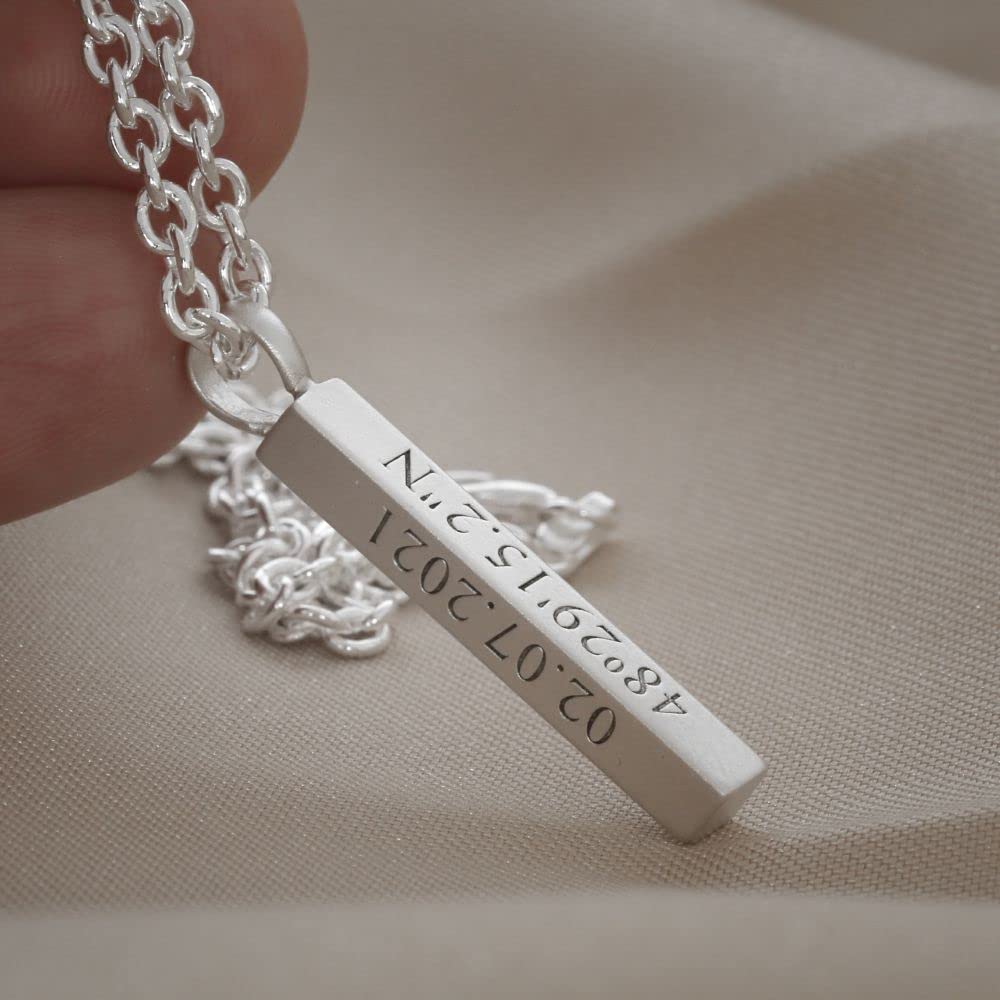 Namenskette Silberkette 925 Silber mit Gravur Namensgravur Gravurschmuck Namensschmuck Koordinaten Barren Anhänger Ankerkette | HANDMADE IN GERMANY