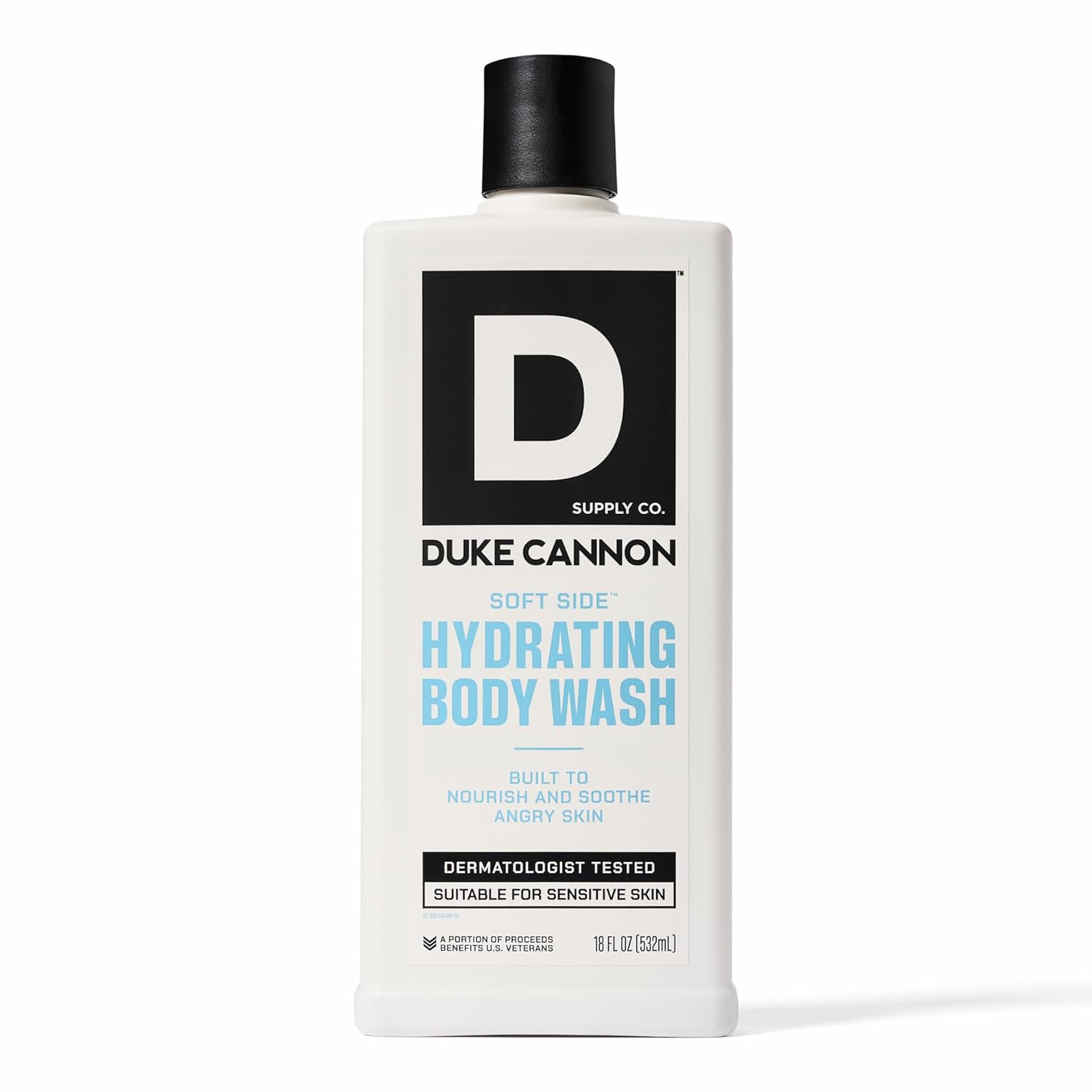 Duke Cannon Hydrating Body Wash – 18oz, Moisturizing Formula for Dry Skin, Refreshing Clean, Tough Yet Gentle, for Men, Soft Side Scent