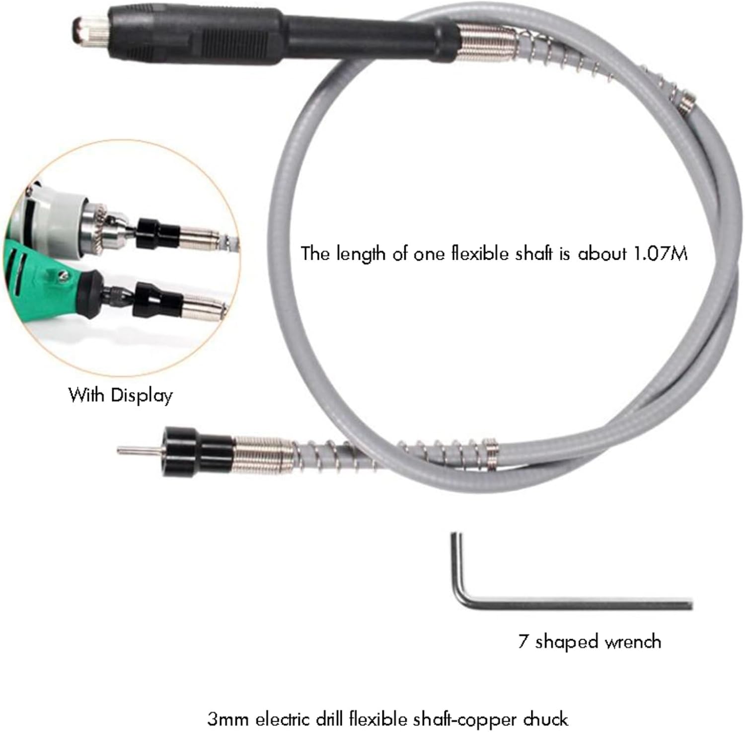 1PC Flexible Shaft Rotary Tool Attachment with Comfort Grip and 1.08 Meter Long Cable - Engraver Polisher and Mini Sander(W002)