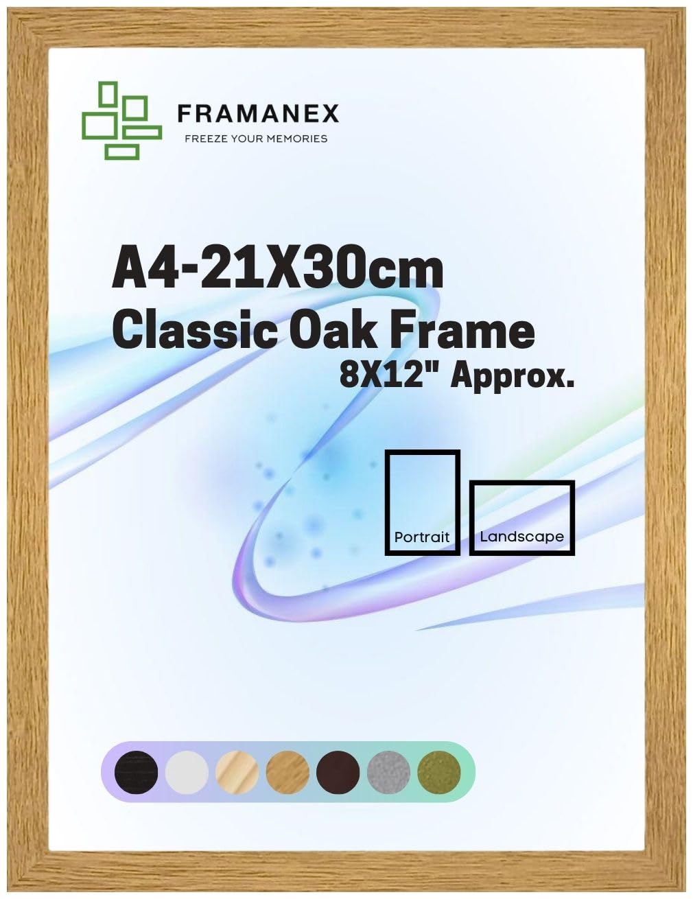 Framanex Oak Modern Dome Shape Frames | Colour A4 Picture Photo Poster Frames | A4 Rectangle Picture Frame | Beautify Your Walls With Sd Mold Wood Finish Photo Frame