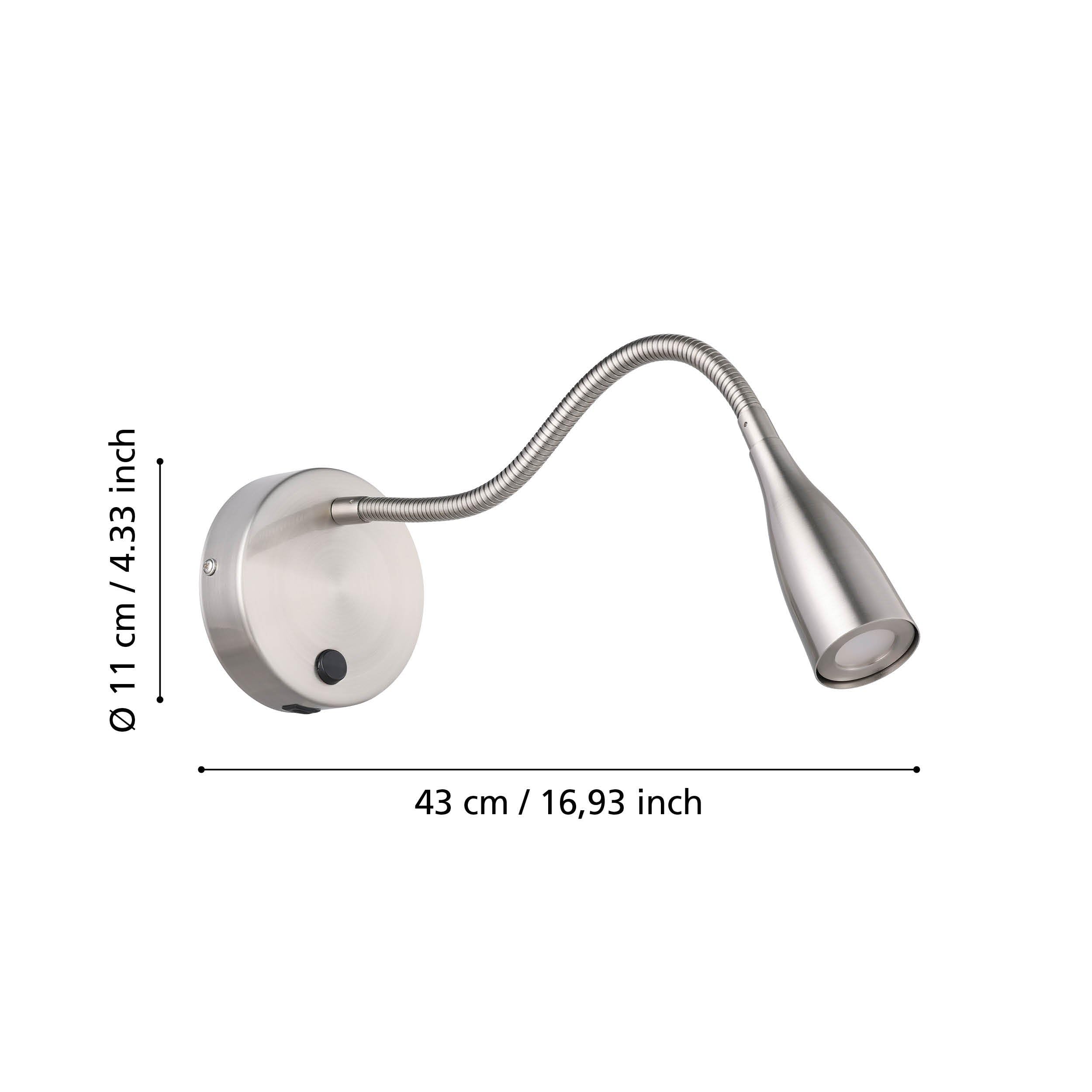 EGLO Applique murale intérieure LED Olivandino, fonction de charge USB | lampe de lecture avec bras articulé, luminaire pour salon et chambre, spot orientable en métal argenté, blanc chaud