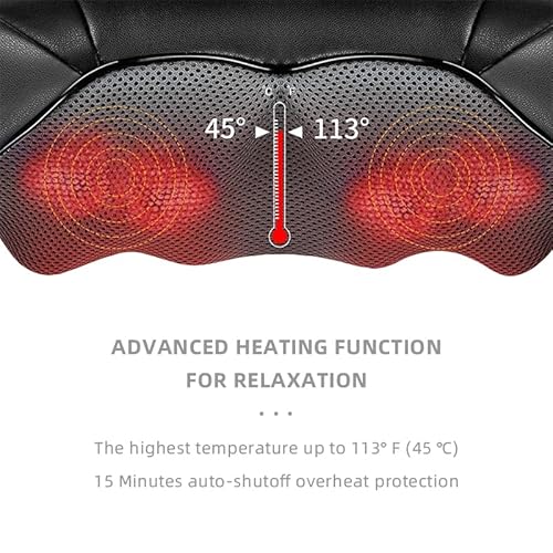 Shiatsu Back And Neck Shoulder Massager With Red Light (Black), Recovery For Sore And Pained Muscles, Deep Tissue Massage With Relieving Rotating Balls, Adjustable Speed Use Anywhere Cable Powered #TOP2