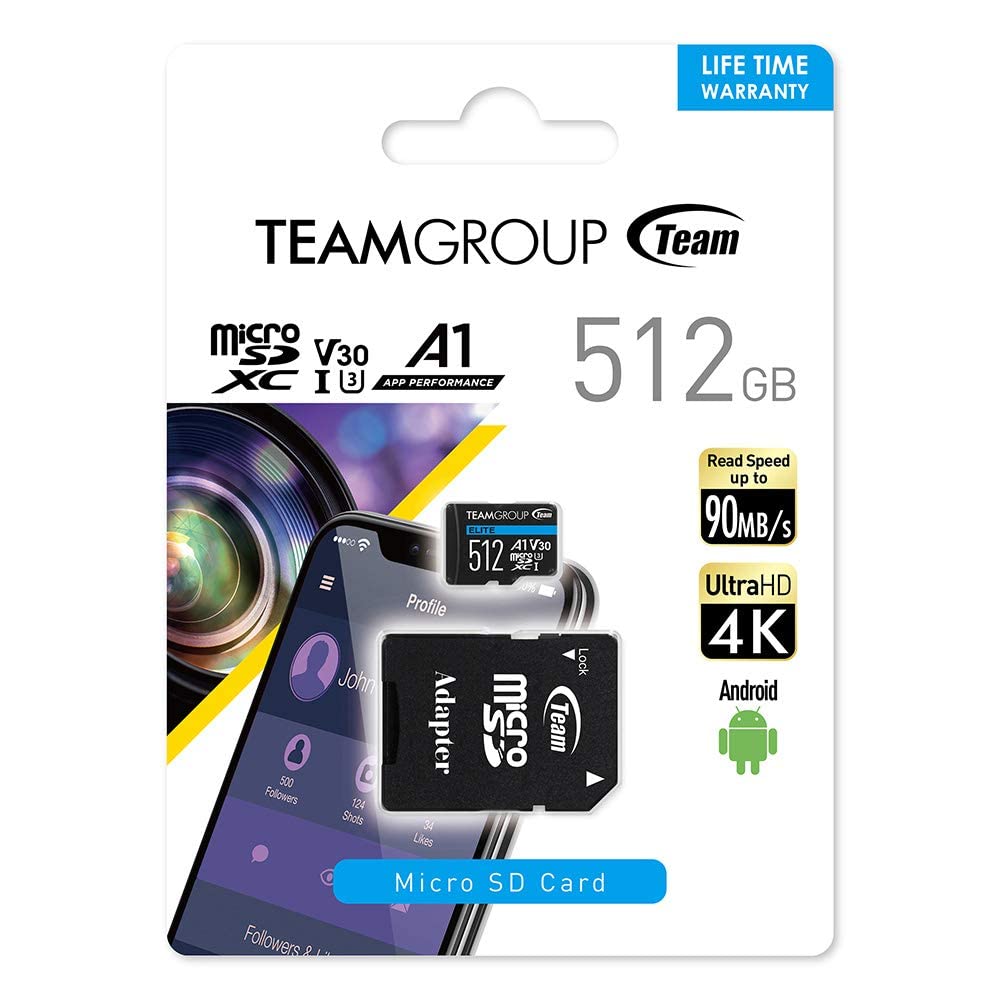 TARJETA TEAM MICROSDXC 512GB ELITE A1 V30 UHS-I U3 + ADAPTADOR SD