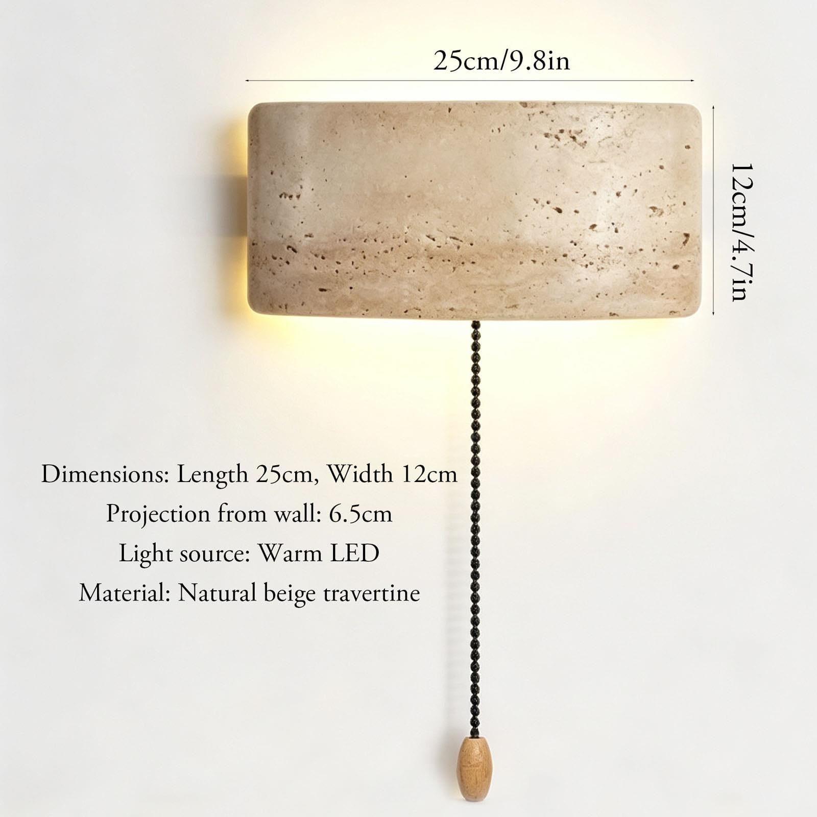 Lampada da parete a LED in travertino naturale minimalista in pietra