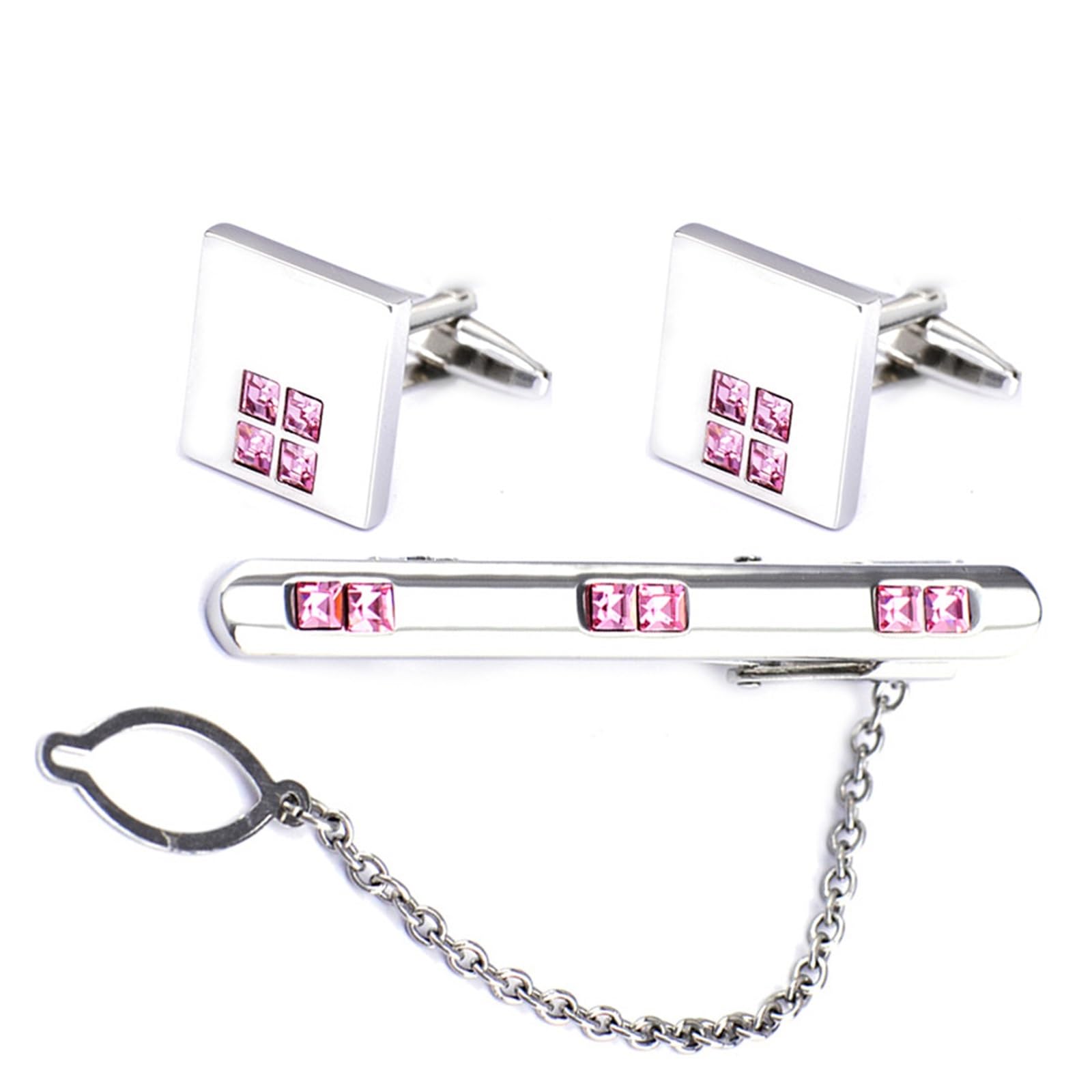 Set di Gemelli con fermacravatta in Cristallo, Scatola Regalo, Spilla da Colletto con Diamanti