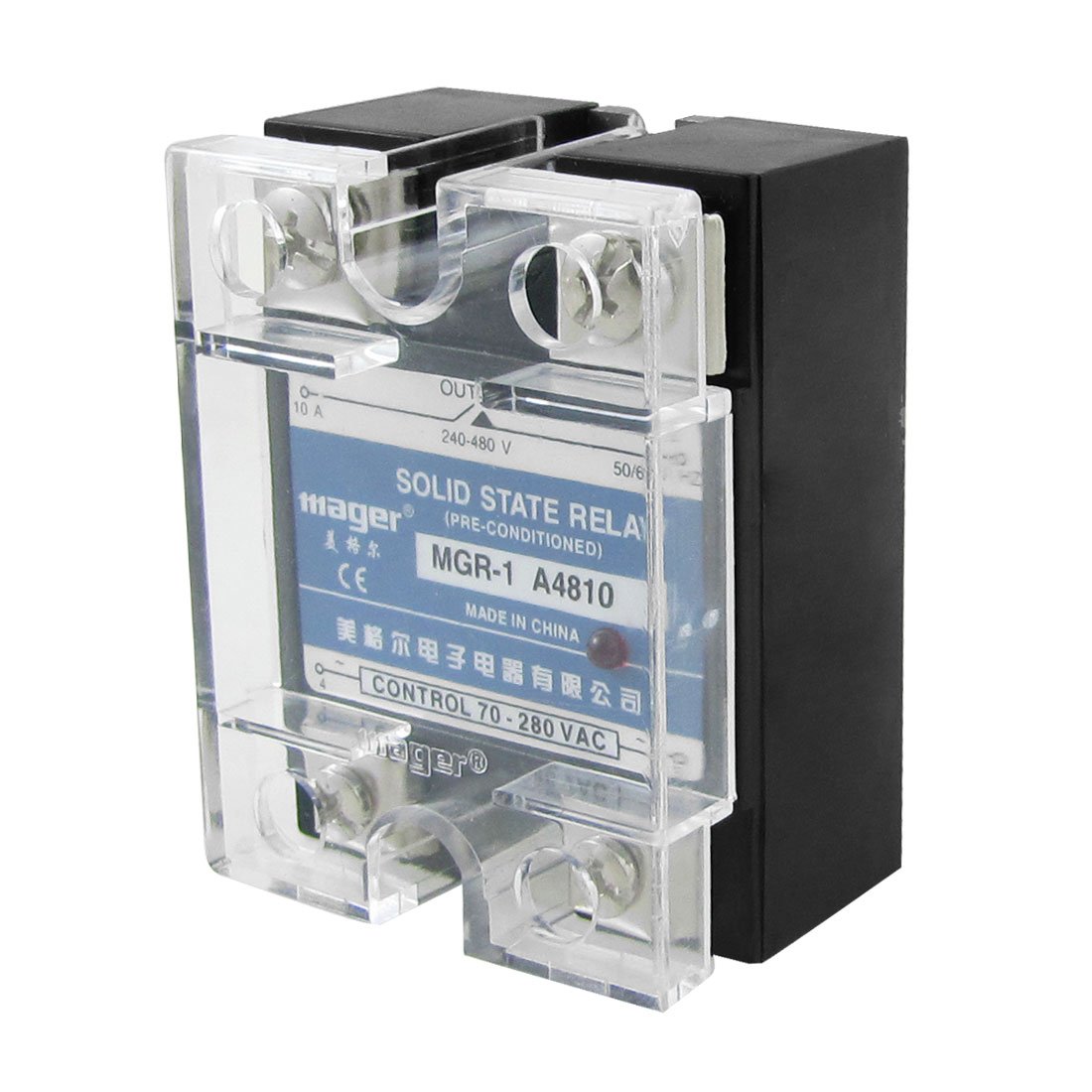 Uxcell MGR-1 A4810 1 Phase Solid State Relay, SSR 10A, 70 VAC