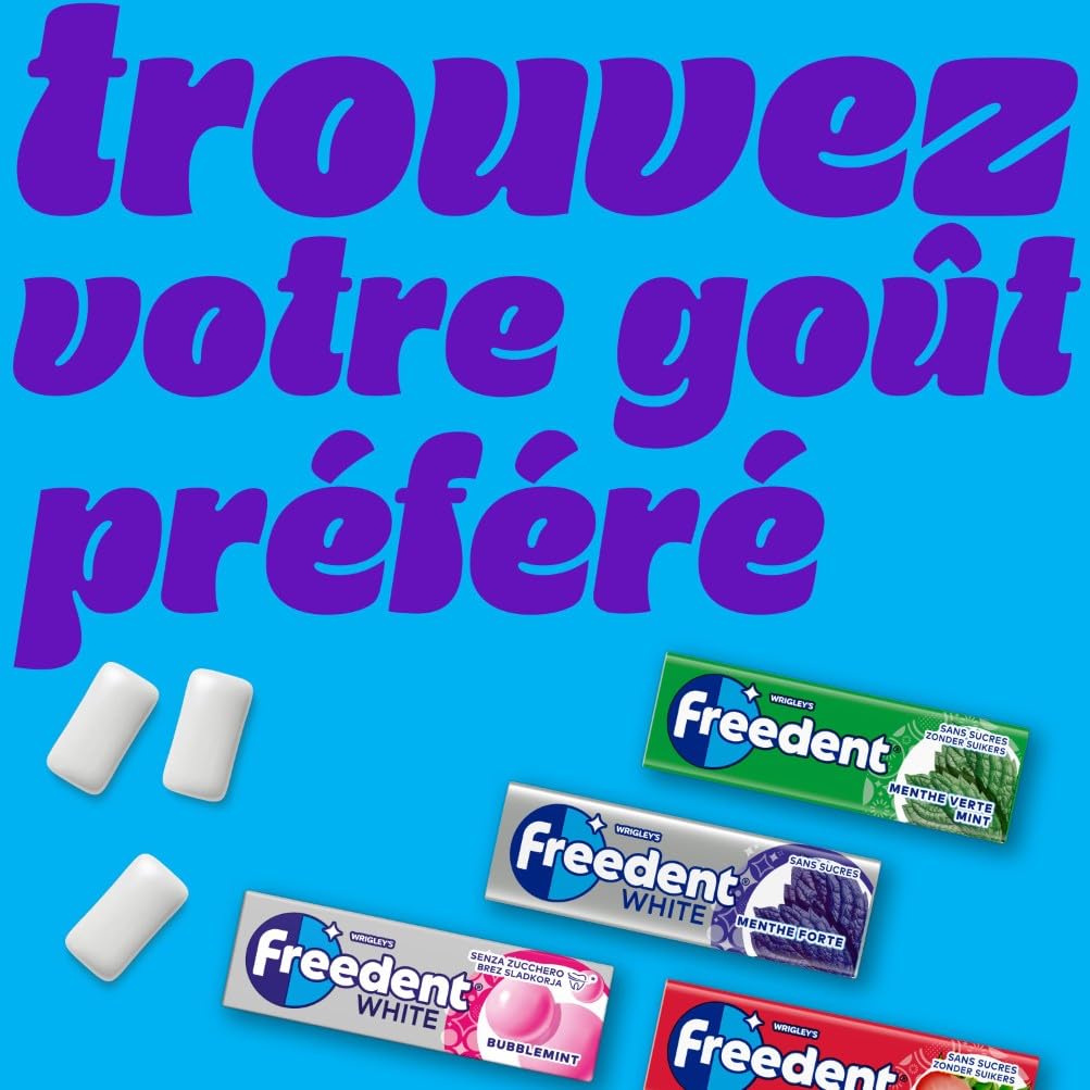 FREEDENT Chewing Gum Sans Sucre Goût Myrtilles 5 Paquets 70g