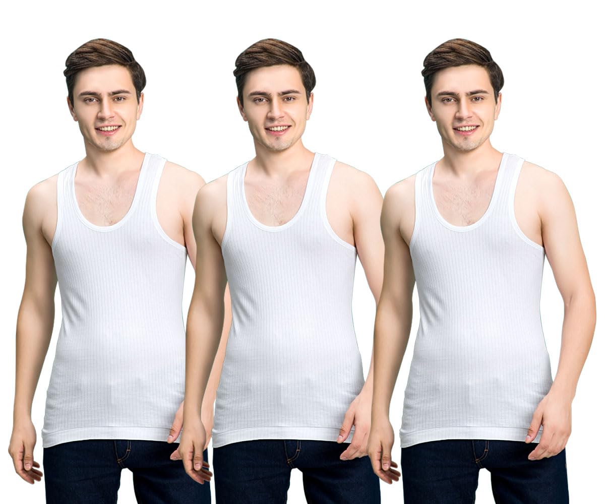 essa Parker Men's White Sleeveless Vest | Soft Cotton, Regular Fit | Comfortable Everyday Innerwear-picture-32