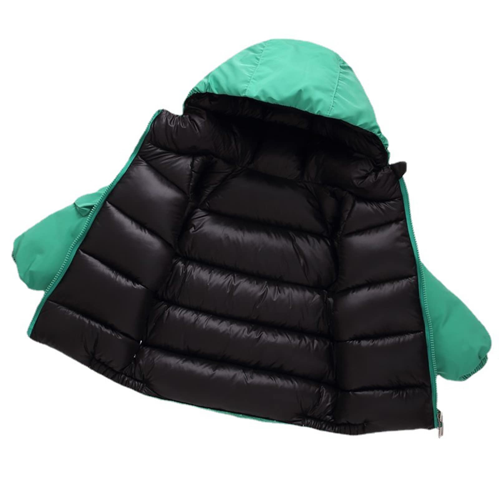 Piumino Double-Face Ispessito per Bambini Inverno Ragazzi e Ragazze Piumino Bianco con Cappuccio Invernale Capispalla Caldo Antivento,Black,11(110CM19KG)
