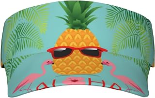 XIXIAN Pineapple Flamingo Printed Adult Sunscreen Visor Cap Lightweight and Breathable Adult Sun Visor Empty top hat Versatile Outdoor hat Black