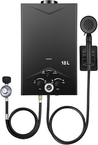 Calentador de agua sin tanque de gas natural, calentador de agua de gas caliente instantáneo, interior 3.18 GPM, calentador de agua natural