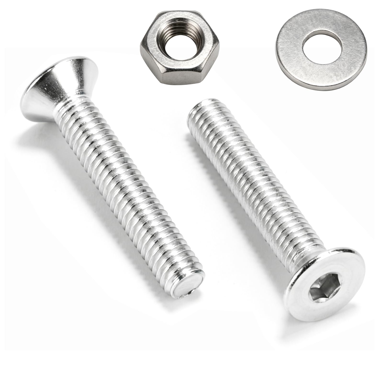 20 Set M6 x 35mm Screws Set, Countersunk Bolts and Nuts Set,Countersunk Screws Nuts and Bolts Assortment, Stainless Steel Flat Head Machine Screw Assorted with Flat Washers and nuts