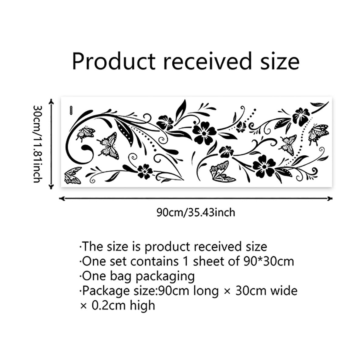 Runtoo Flower Vines Wall Stickers Black Floral Anti-Collision Window Cling Decals Butterfly Glass Door Wall Decor for Bathroom Living Room Bedroom Nursery Office Decoration - Image 4