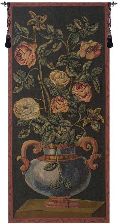 Roses Belgian Tapestry Wall Hanging - 32 in. x 68 in. Cotton/Viscose/Polyester by Charlotte Home Furnishings