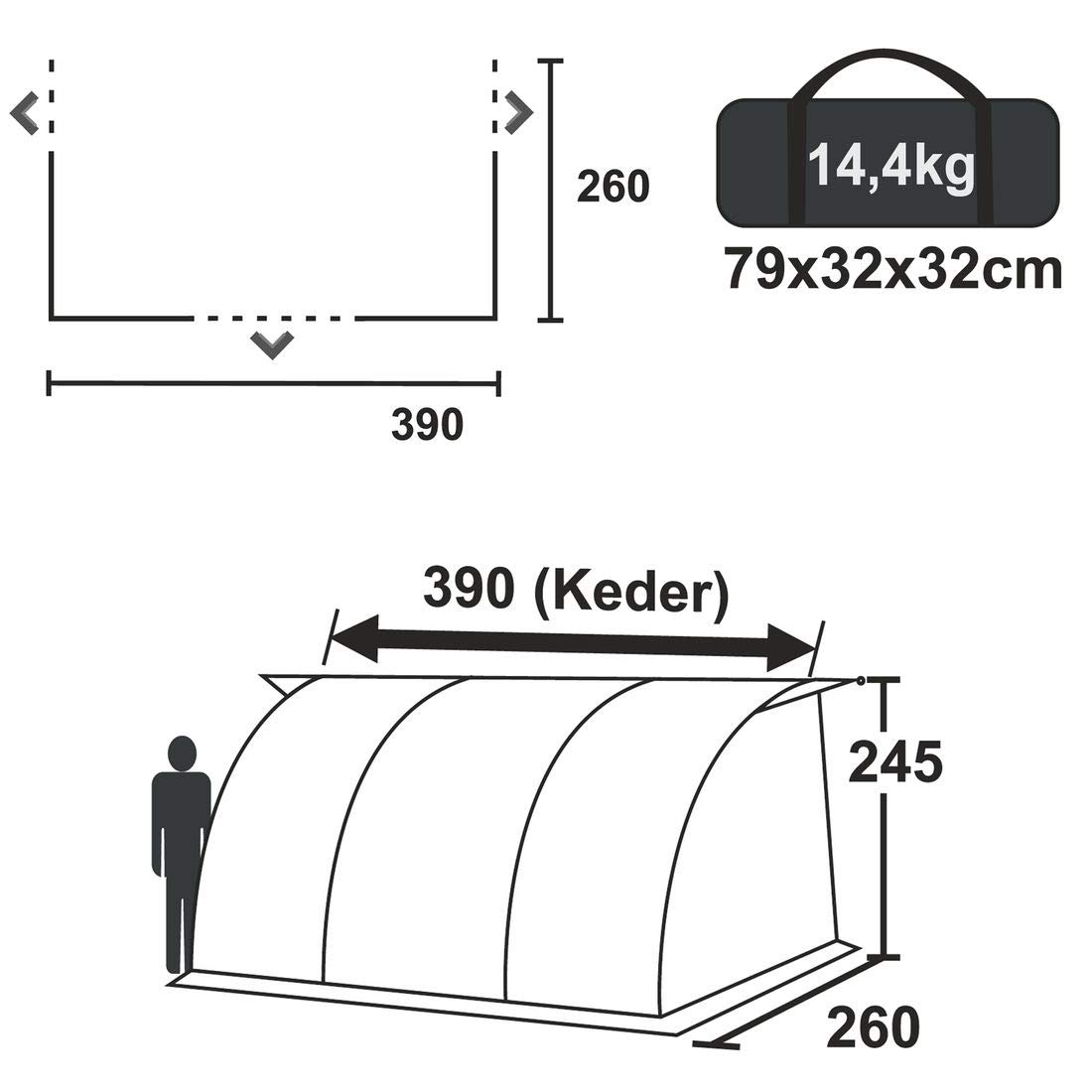 GEAR auvent de Caravane Verona 390 Tente de Caravane étanche 5000mm Voyage Blue Grey