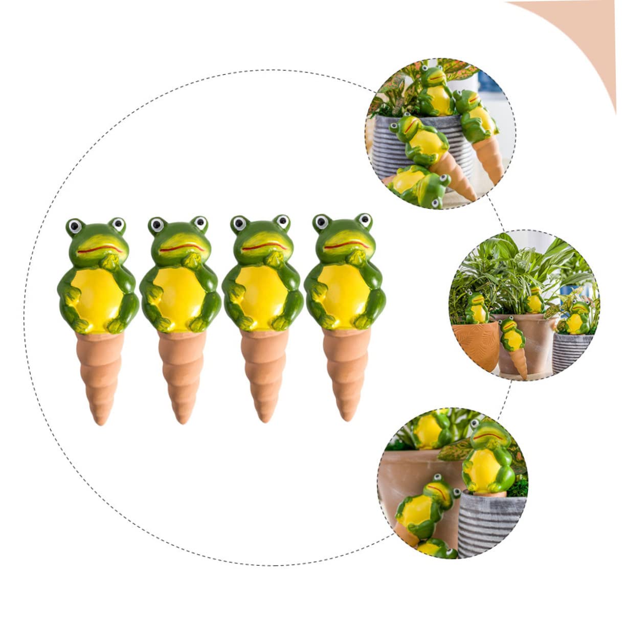 Gatuida Picchetti per Irrigazione Goccia a Forma di Rana, 4 Pezzi | Ceramica Rossa, Controllo del Volume Acqua, per Piante su Prato e Patio