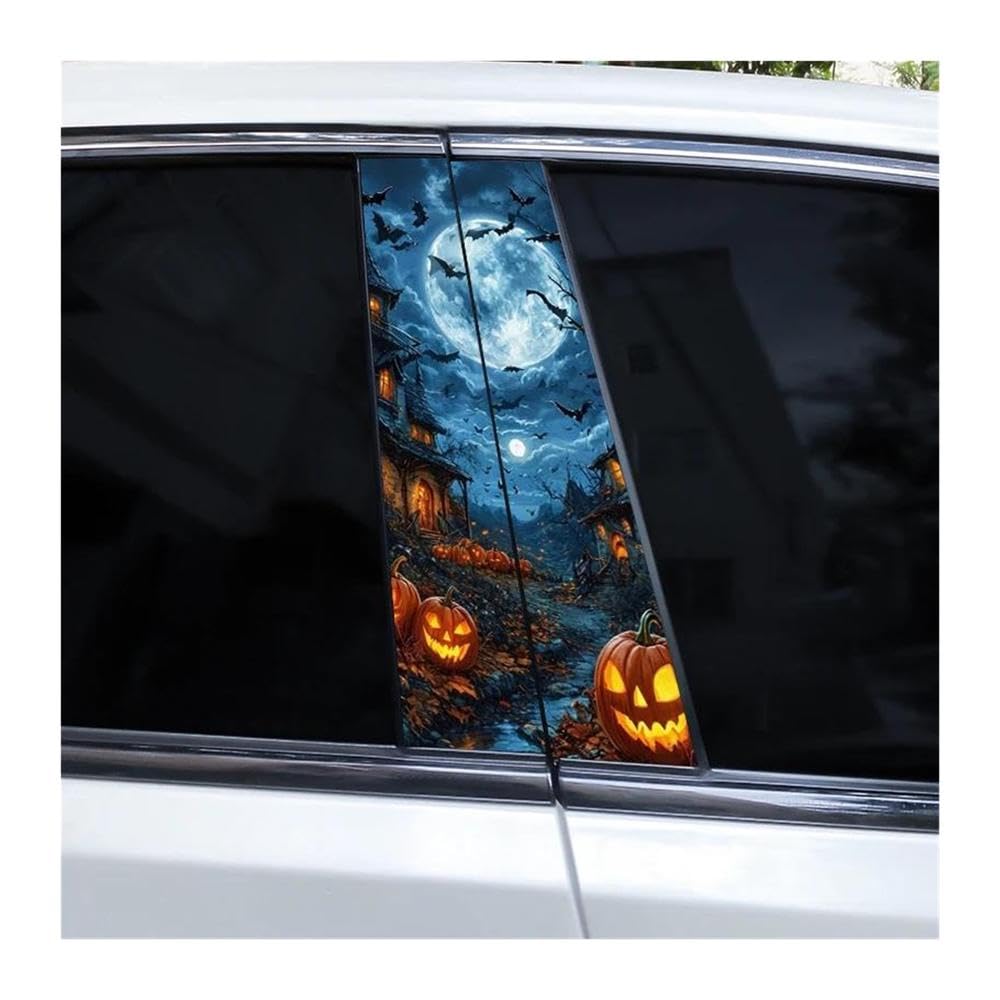 Decorative Items 2pcs Car B-Pillar Stickers Horror Series Pumpkin Car Window Pillar Decals(Type A)