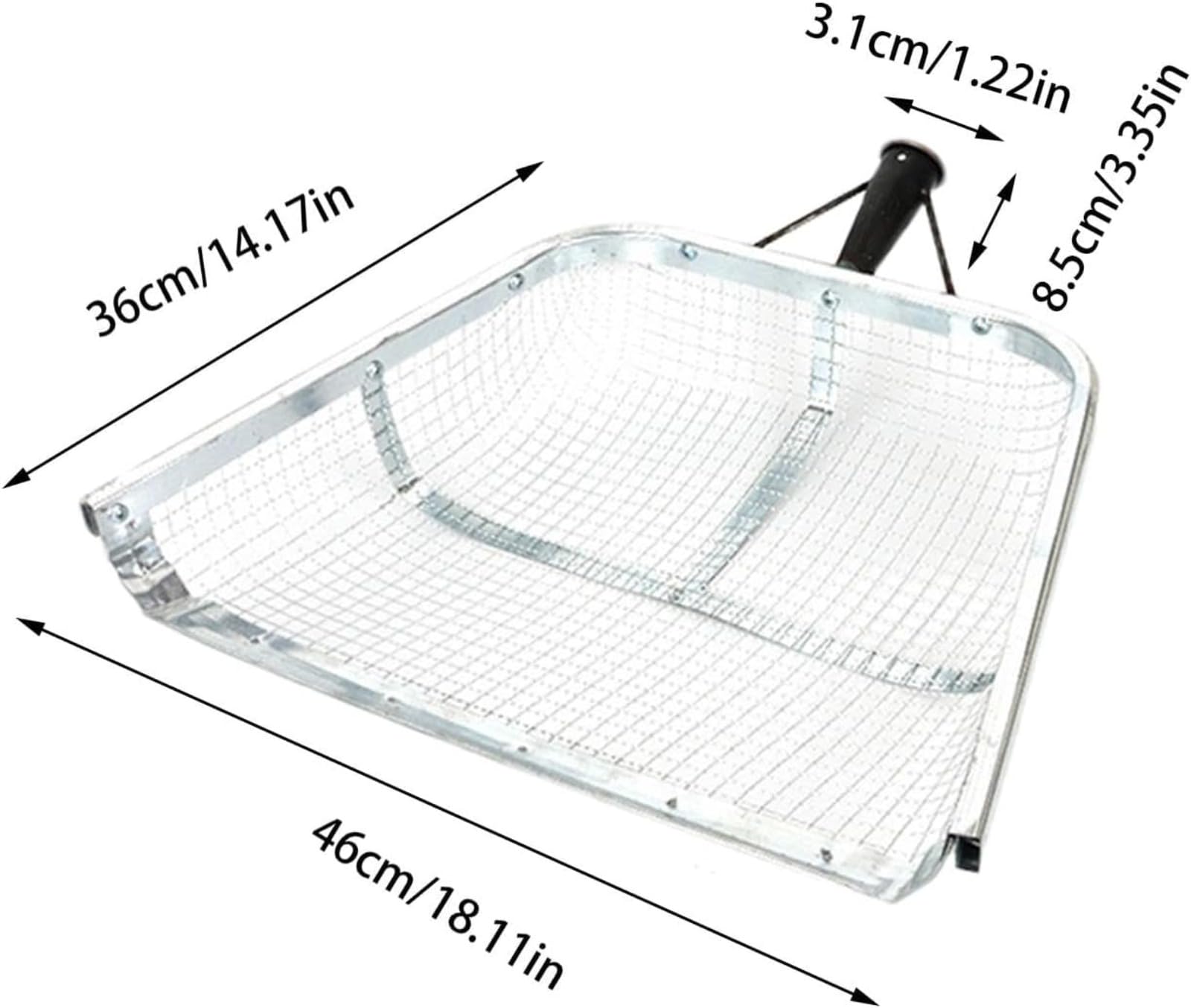 Sandsieb-Schaufel, Gartensandsieb, -Gartengerät, groß, 46 x 36 cm, leicht und ergonomisch, effizientes Sieb zum Sieben von Boden, Pflanzen, Jäten,gartensieb abtropfsieb feines sieb edelstahl sieb(ohne