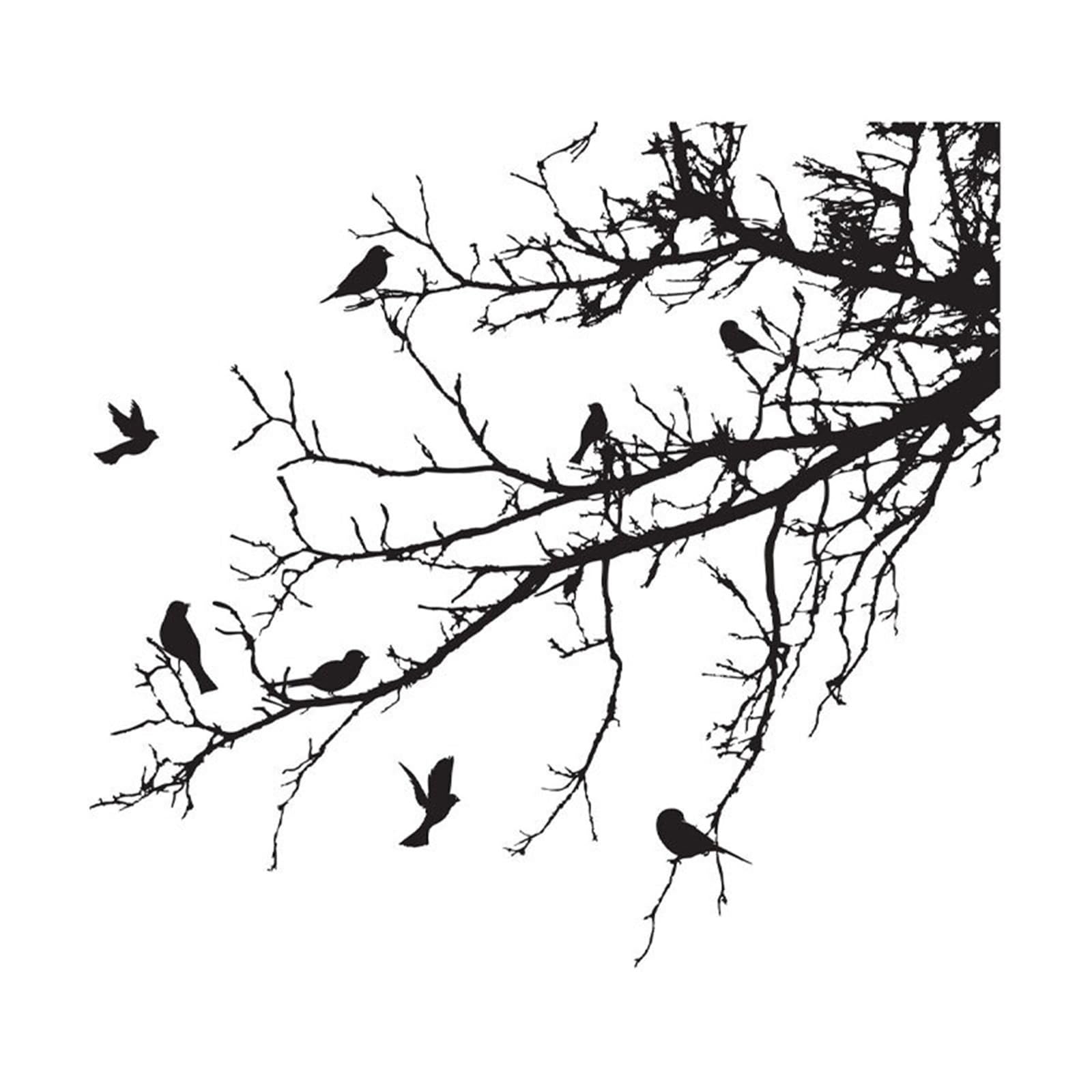 MKYYIOED Bird Wall Art Birds On Tree Branch Wall Decal Home Decoration For Living Room, Bedroom, Decor Sticker Wallpaper(Right,XL 118x110cm)