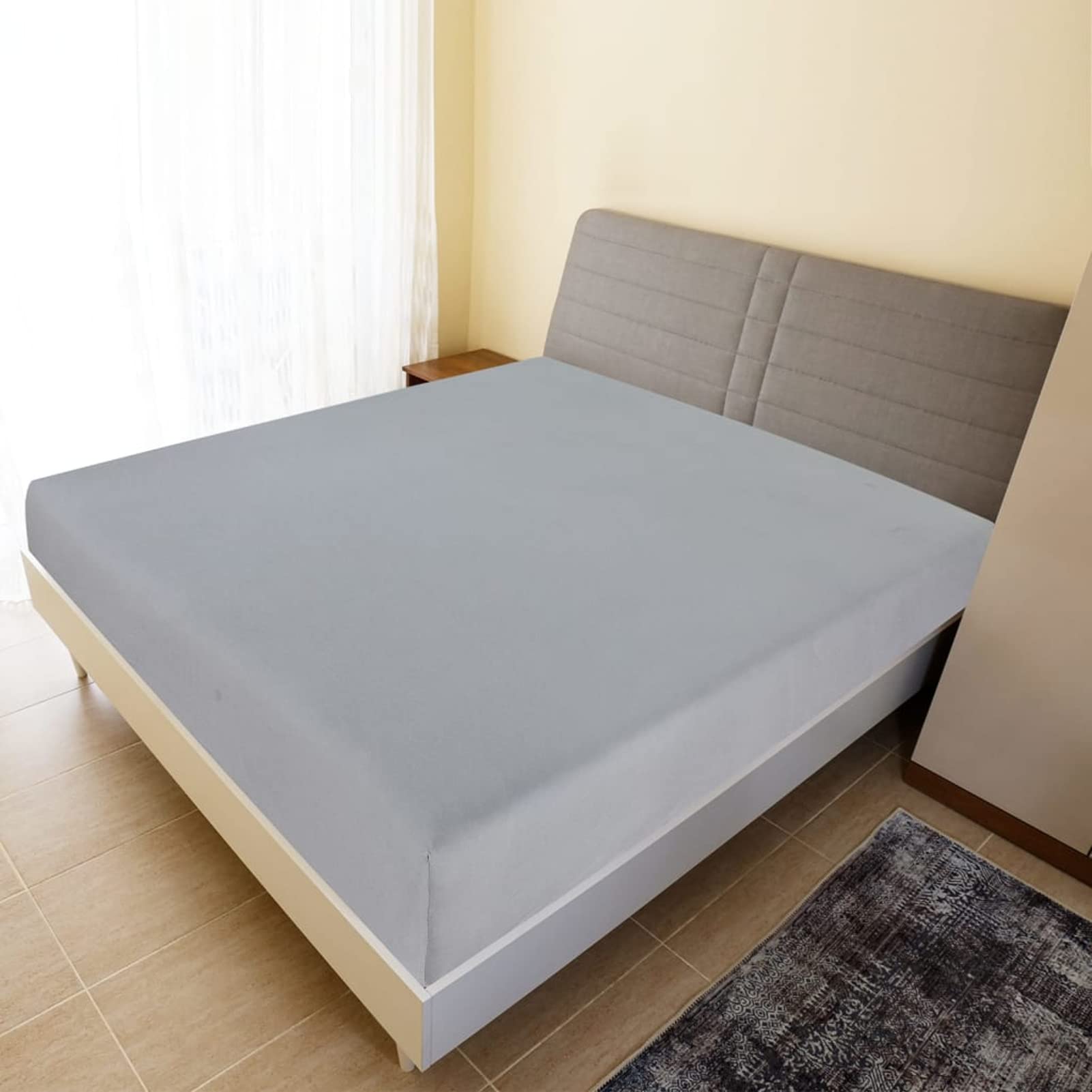 Spannbettlaken 2 STK Bettlaken, Spannbetttuch, Spannleintuch, Fitted Sheet, Bed Sheets, Bett Laken, Jersey Grau 160x200 cm Baumwolle