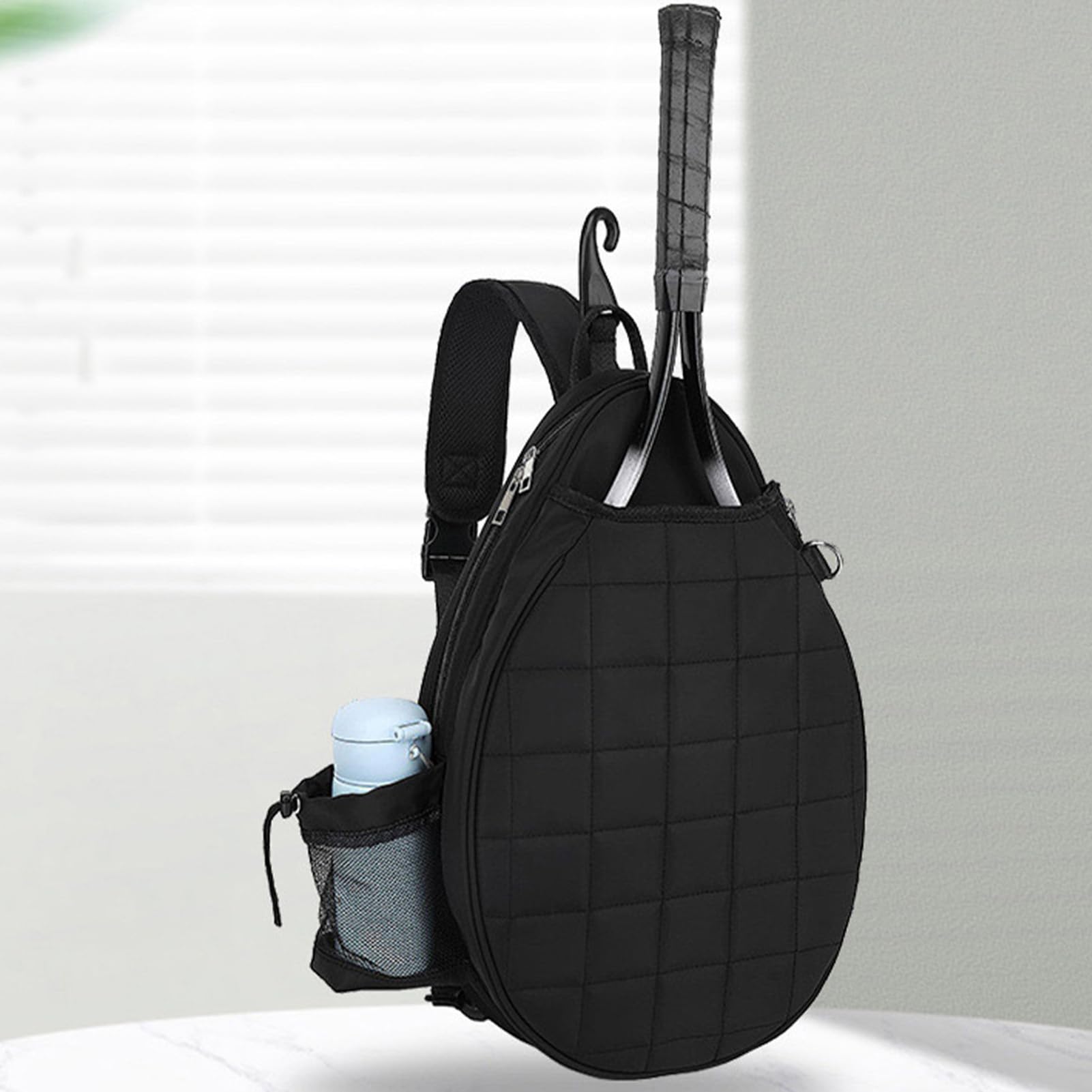Tennistaschen für Frauen – Tennis-Tragetasche mit Tragegriff oben mit Wasserflaschenhalter und Haken – Brustgitter bedruckte Tragetasche, wasserabweisender Rucksack für Schläger