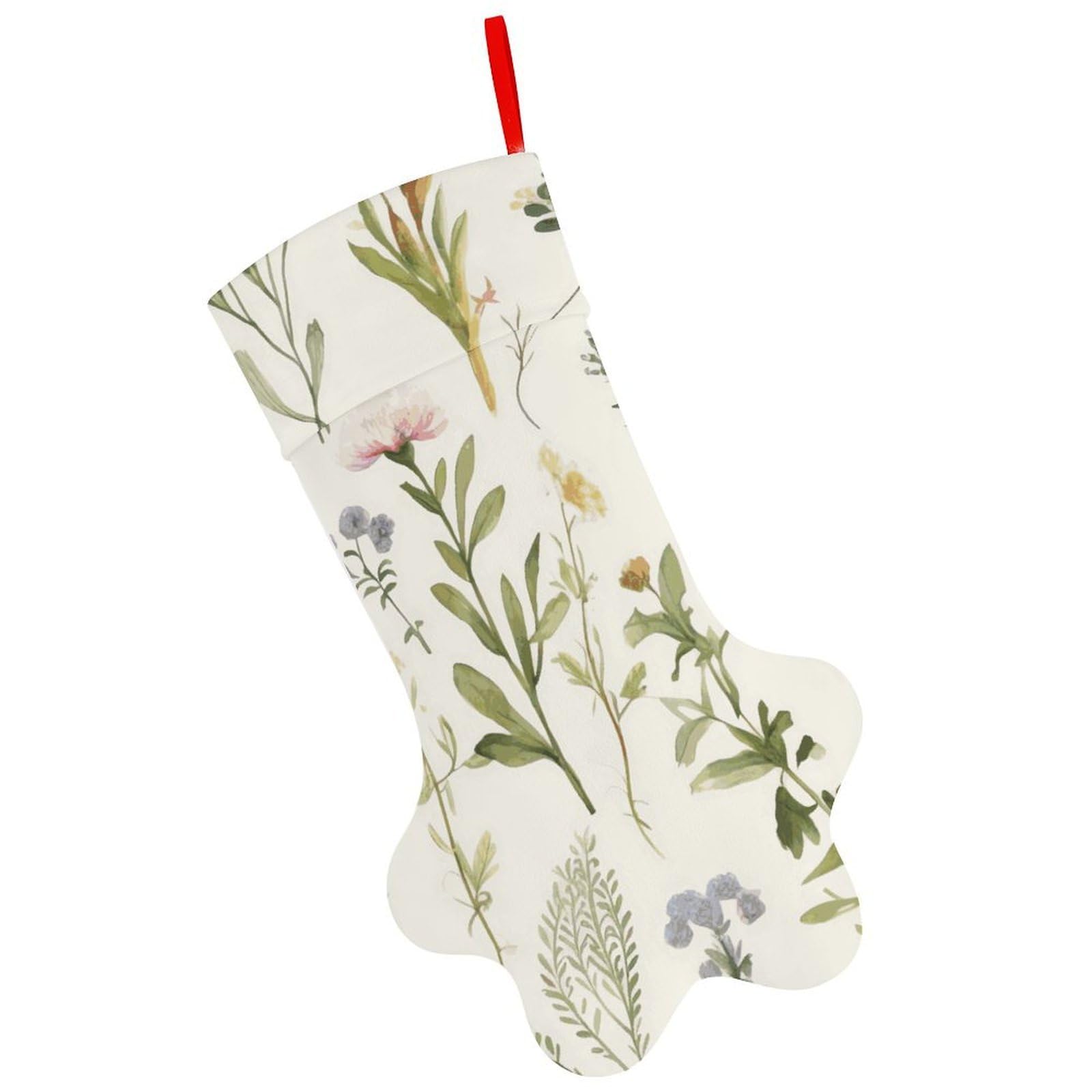 Season Watercolors of Herbs Flowersb Christmas Stocking Soft Comfortable Christma Sornaments Stocking Cute All-Printed Dog-Paw Stockings for Xmas Eve Party Fireplace Tree Gift Decoration