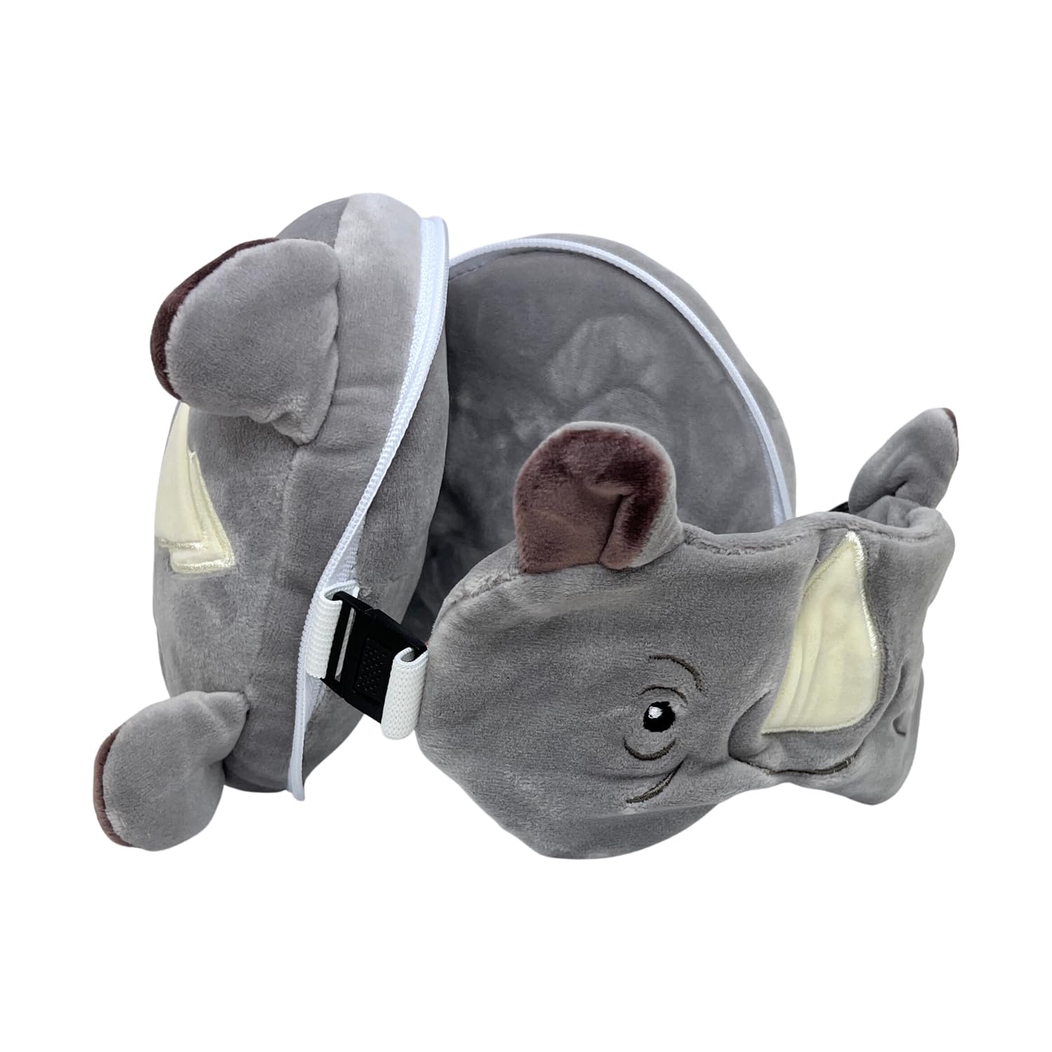 Relaxeazzz Rhino Round Plush Travel Pillow & Eye Mask, Sleep Eye Mask Masks, Kids Travel Accessories For Sleeping Airplane - Image 3