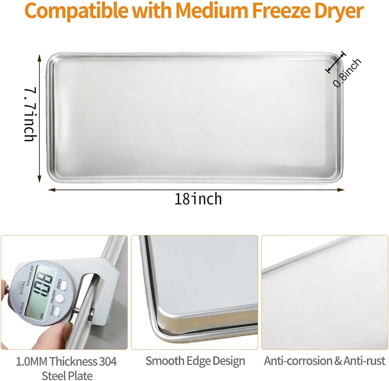 Metal Trays for Harvest Right Home Pro Freeze Dryer-Heavy-Duty 304 Stainless Steel,Custom-Made Fit for Medium Harvest Right Freeze Dryer (Medium-5pack)